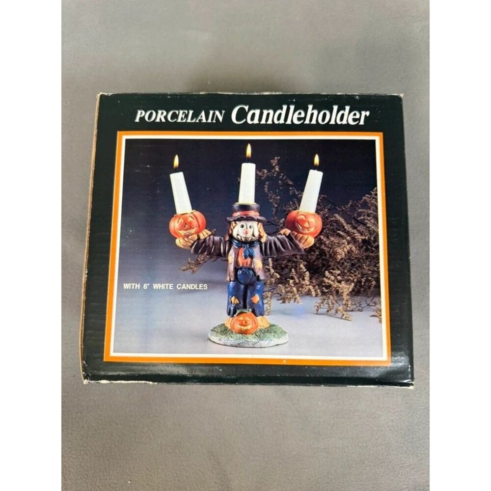 Halloween Porcelain Scarecrow Candle Holder (No Candles) - NEW
